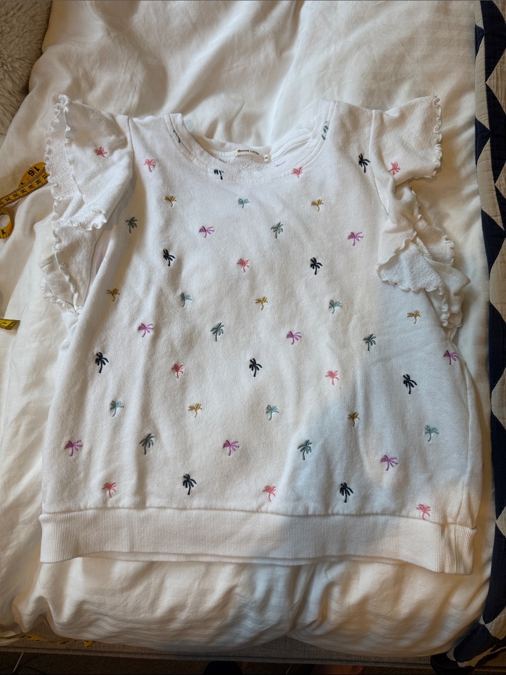 Marine Layer Palm-Print Flutter Sleeve Top